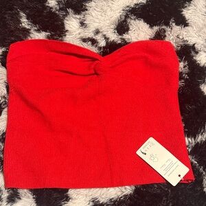 Red Strapless Tube Top Bandana Style